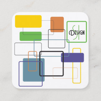 Cartão De Visita Quadrado Burst Moderno de Cor do meio século