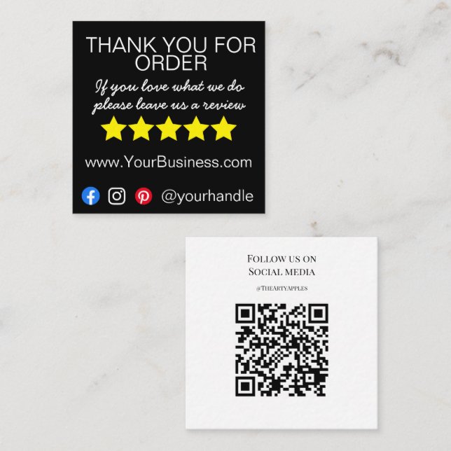 Cartão De Visita Quadrado Business Obrigado Insira o pacote moderno do cartã (Frente/Verso)