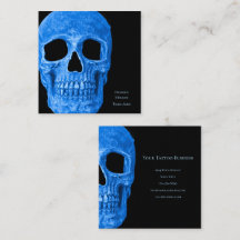 Cabeça Caveira Gótica Neon Blue Tatuagem Negra Com