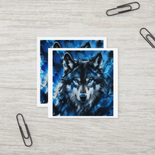 Cartão De Visita Quadrado Cabeça de lobo