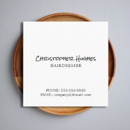 Cartão De Visita Quadrado Cabeleireiro Branco Elegante Minimalista