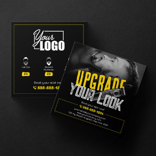 Cartão De Visita Quadrado Cabeleireiro de Barbearia Moderna e Ousada Bigode