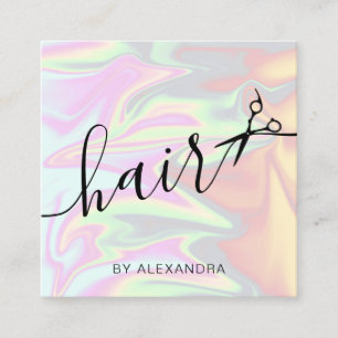 Cartão De Visita Quadrado cabeleireiro holográfico Na moda