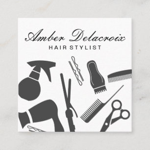 Cartão De Visita Quadrado Cabeleireiro moderno