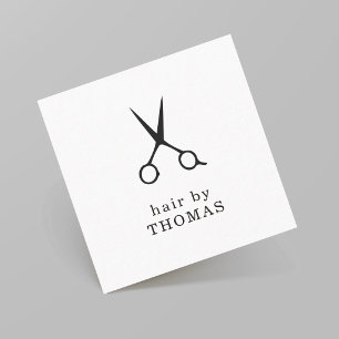 Cartão De Visita Quadrado Cabeleireiro preto e branco elegante minimalista