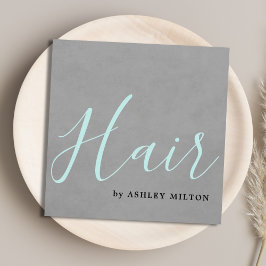 Cartão De Visita Quadrado Cabelo de Tipografia das Turquesas de Textura Eleg