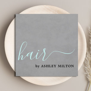 Cartão De Visita Quadrado Cabelo de Tipografia de Cinzas Elegantes