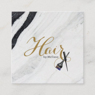 Cartão De Visita Quadrado Cabelo preto e branco moderno, pelo seu nome