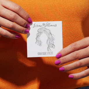 Cartão De Visita Quadrado Cabelos longos ondulados Aparição de marca