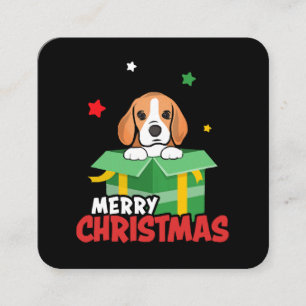 Cartão De Visita Quadrado Cachorro Beagle Papai Noel Amantes Natal 