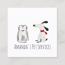 Cartão De Visita Quadrado Cachorro Cachorro Amarrado Serviço de Pet Ampliaçã