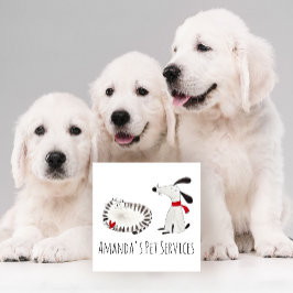 Cartão De Visita Quadrado Cachorro Cachorro Amarrado Serviço de Pet Ampliaçã