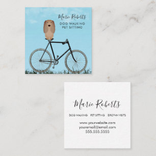 Cartão De Visita Quadrado Cachorro Caminhando, Sentado De Animais De Companh