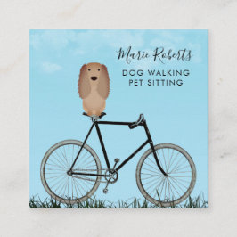 Cartão De Visita Quadrado Cachorro Caminhando, Sentado De Animais De Companh