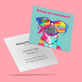 Cartão De Visita Quadrado Cachorro Colorido, Bravo, Cachorro Personalizado C