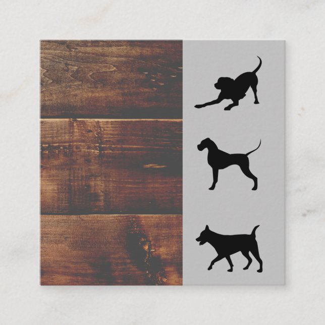 Cartão De Visita Quadrado Cachorro | Formador | Pão-Cão | Madeira (Frente)