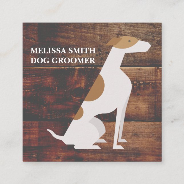 Cartão De Visita Quadrado Cachorro | Formador | patas | Madeira (Frente)