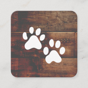 Cartão De Visita Quadrado Cachorro   Formador   patas   Madeira