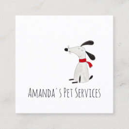 Cartão De Visita Quadrado Cachorro Sitter Pet Services Grooming White