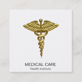 Cartão De Visita Quadrado Caduco Dourado Médico do Precioso Profissional