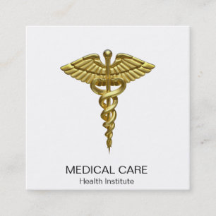 Cartão De Visita Quadrado Caduco Dourado Médico do Precioso Profissional
