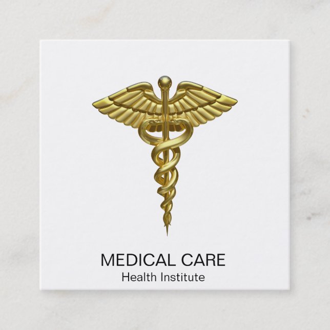 Cartão De Visita Quadrado Caduco Dourado Médico do Precioso Profissional (Frente)
