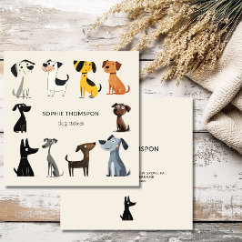 Cartão De Visita Quadrado Cães-treinadores de cães