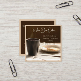 Cartão De Visita Quadrado Café Barista de Coffee, Café de Cama e Pão