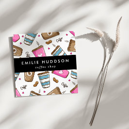 Cartão De Visita Quadrado Café, Café Feijão, Barista, Compro Café