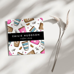 Cartão De Visita Quadrado Café, Café Feijão, Barista, Compro Café