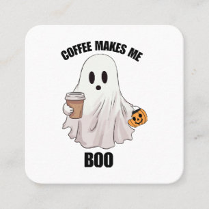 Cartão De Visita Quadrado Café Fantasma Halloween Engraçado 