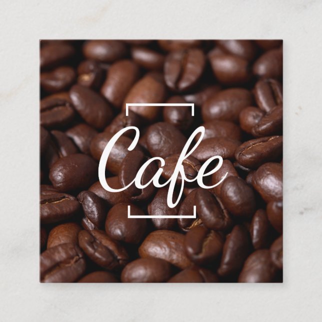 Cartão De Visita Quadrado Café / Feijões de café (Frente)