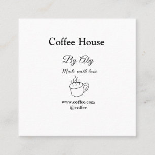 Cartão De Visita Quadrado Café feito com amor adicionar texto site social