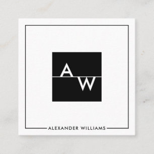 Cartão De Visita Quadrado Caixa Monograma Formal