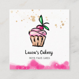 Cartão De Visita Quadrado Cakes & Sweets Home Bakery de Cupcakes bonitinha