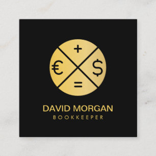 Cartão De Visita Quadrado Calculadora de Livreiros Preta e Dourada
