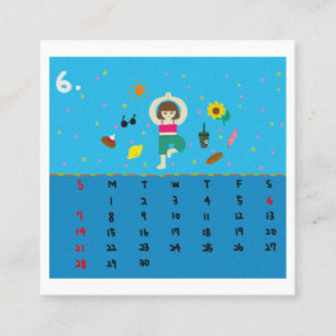 Cartão De Visita Quadrado Calendário de 2026 com Poses de Yoga de Desenhos A