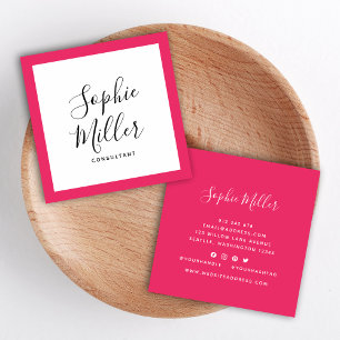 Cartão De Visita Quadrado Caligrafia de Cores de Borda Editável Mídia Social