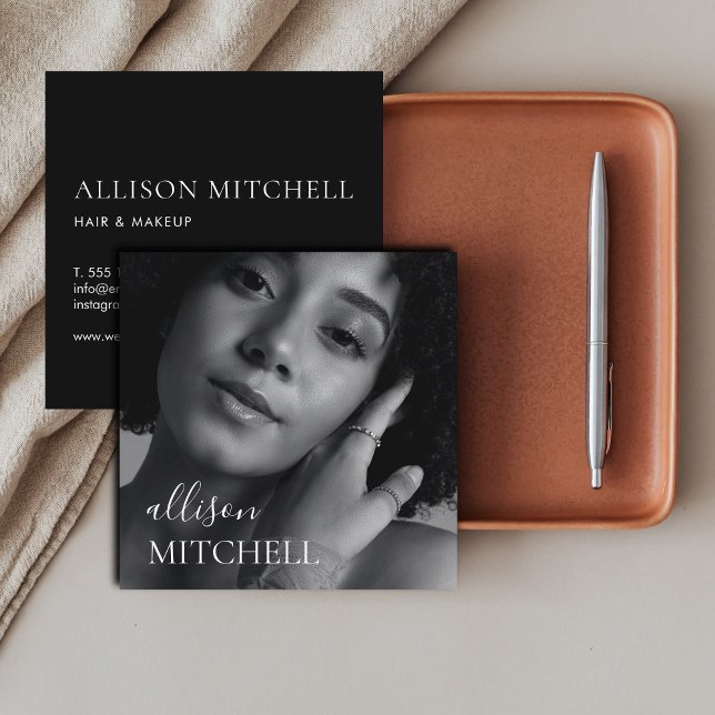 Cartão De Visita Quadrado Caligrafia Elegante Profissional (Criador carregado)