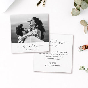 Cartão De Visita Quadrado Caligrafia mínima do fotógrafo tipográfico mode