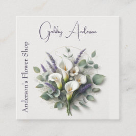 Cartão De Visita Quadrado Calla Lily e Lavanda