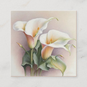 Cartão De Visita Quadrado Calla lírios aquarela