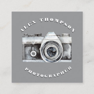 Cartão De Visita Quadrado Câmera Aquarela Fotografia Personalizada