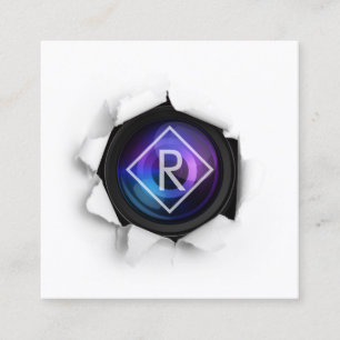 Cartão De Visita Quadrado Câmera criativa da fotografia do monograma