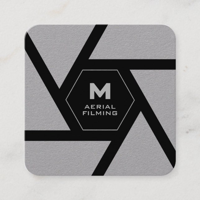 Cartão De Visita Quadrado Camera lens gray drone (Frente)