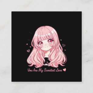 Cartão De Visita Quadrado Camisola de Valentina de Anime Fofa