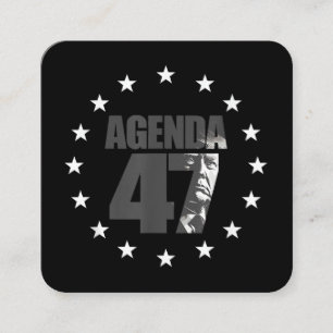 Cartão De Visita Quadrado Campanha de Re-Eleição Patriótica Agenda 47 Trump