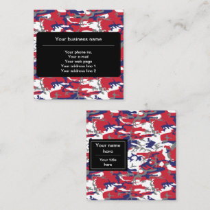 Cartão De Visita Quadrado Camuflagem, Azul Branco Vermelho Cinza, Militar, E