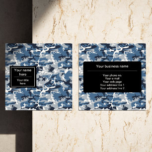 Cartão De Visita Quadrado Camuflagem Azul, Camuflagem de Inverno, Camuflagem