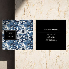 Cartão De Visita Quadrado Camuflagem Azul da Neve de inverno, Militar, Exérc